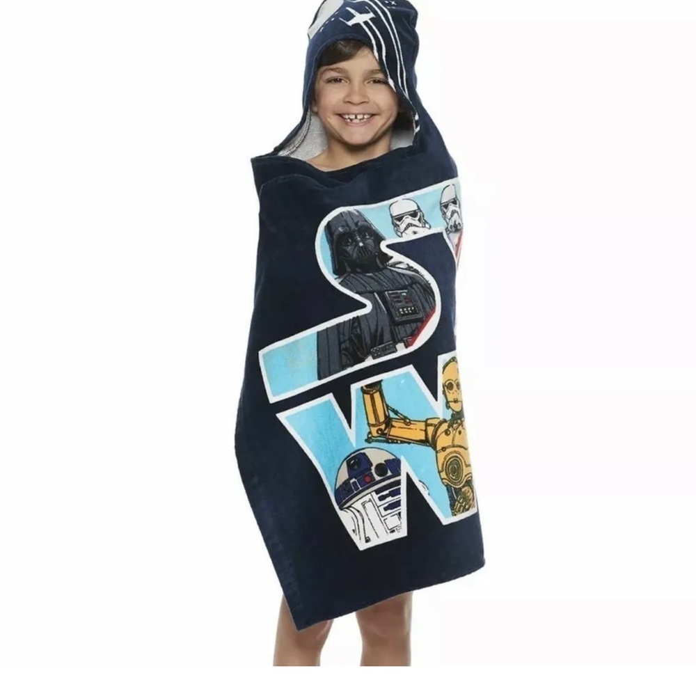 DISNEY Star Wars Hooded Bath Wrap Towel for Kids 25" x 50" NEW.
